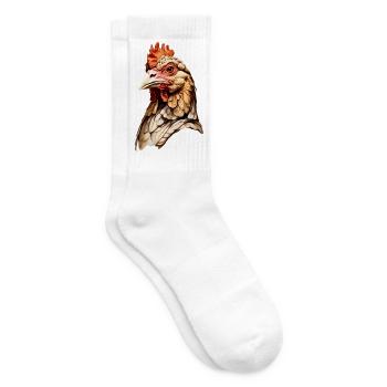 Artistic Chicken Head Portrait - Tennis socks - white - Right