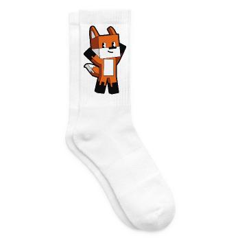 Colorful Voxel Fox - Tennis socks - white - Right