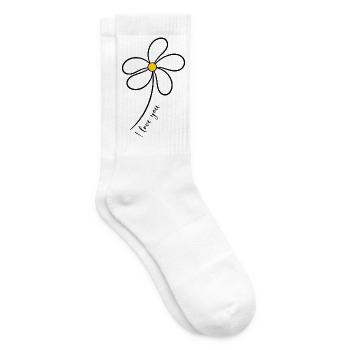 I LOVE YOU. CHRISTMAS. MERRY CHRISTMAS. FIR. LOVE - Tennis socks - white - Right