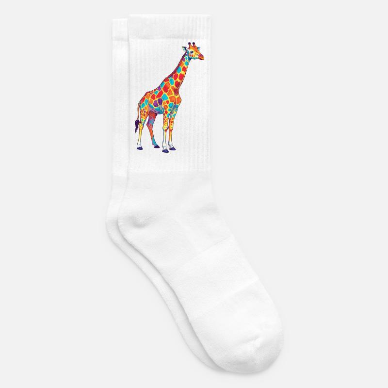 Bunte Giraffen-Regenbogen-Pop-Art-Aquarell - Tennissocken - Weiß