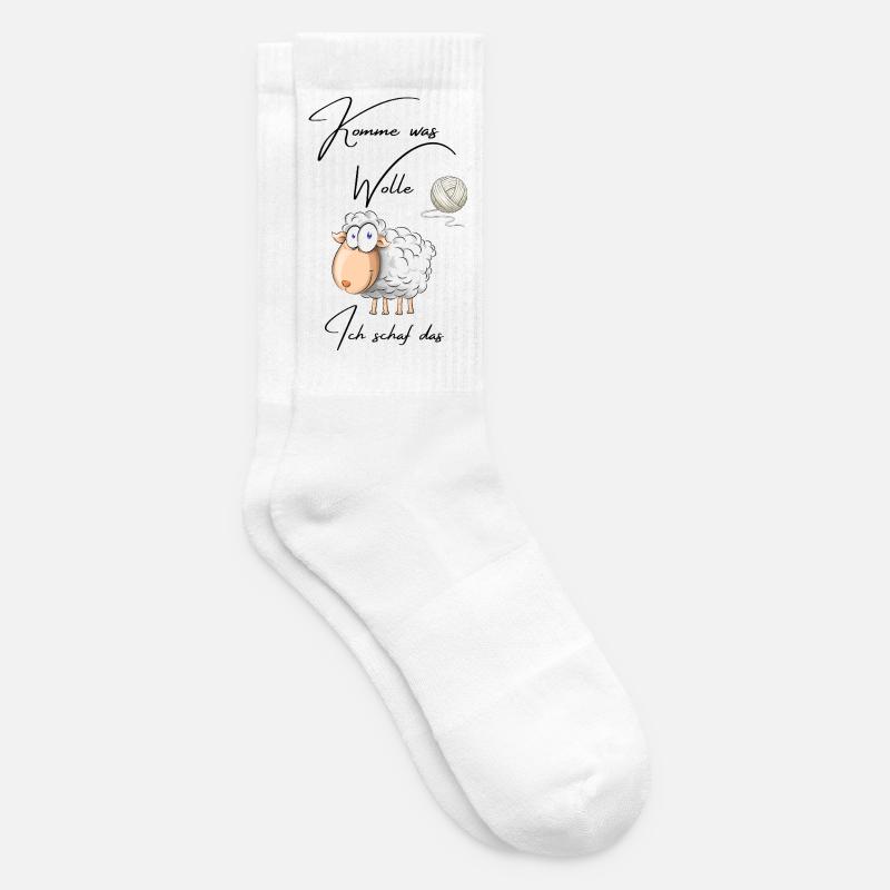 Lustiges Schaf mit Wolle – Cute Comic Tier - Tennissocken - Weiß