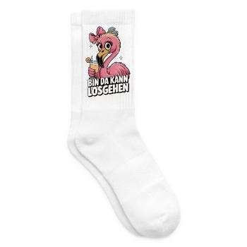 Flamingo Spruchmotiv Bin da kann losgehen - Tennissocken - Weiß - Rechts