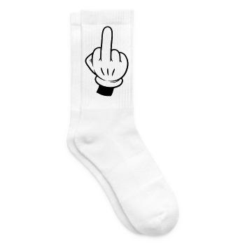 Mittelfinger Cartoon Schwarz - Tennissocken - Weiß - Rechts