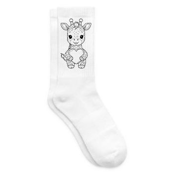 Girafe au cœur – motif d’animal mignon - Chaussettes de tennis - blanc - Droite