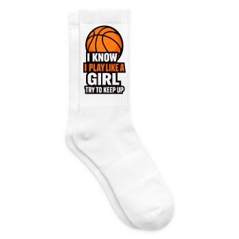 Ich weiß, dass ich wie ein Mädchen Basketball spiele - Tennissocken - Weiß - Rechts