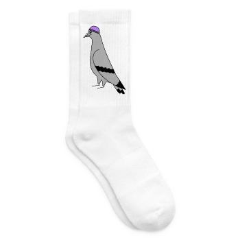 Pigeon with Beanie – Urban Minimal Illustration - Chaussettes de tennis - blanc - Droite