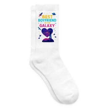 Best Boyfriend Galaxy, Valentine's Day Gift - Tennis socks - white - Right