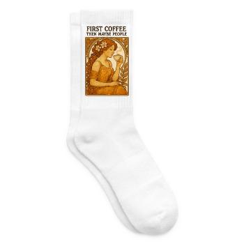 First Coffee Then People Vintage Pinup Gift - Tennis socks - white - Right