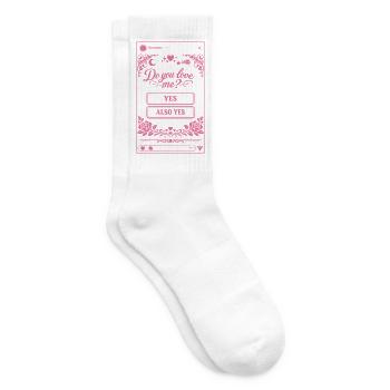 Do you love me? Yes or Also Yes | Social Media - Tennis socks - white - Right