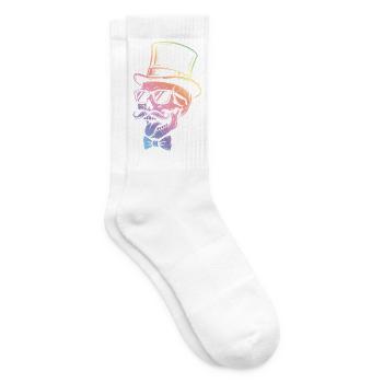 Totenkopf Zylinder Sonnenbrille Regenbogen - Tennissocken - Weiß - Rechts