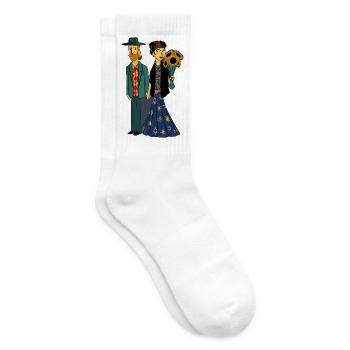 Couple amoureux avec bouquet de tournesols - Chaussettes de tennis - blanc - Droite