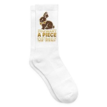 Lapin avec nœud papillon – Tu veux un morceau de moi - Chaussettes de tennis - blanc - Droite