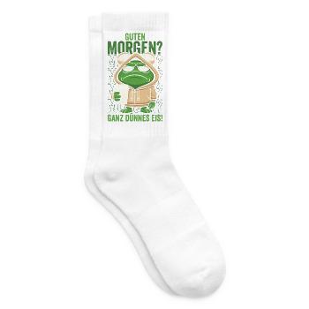 Morning frog in hoodie with coffee mug - Tennis socks - white - Right