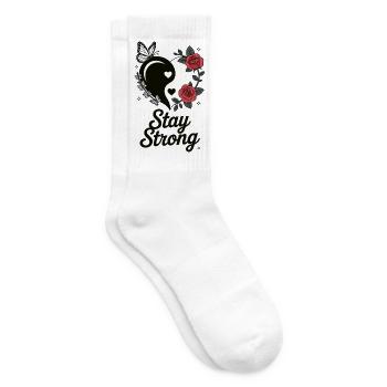 Chemise Stay Strong – Cœur Yin Yang avec des Roses - Chaussettes de tennis - blanc - Droite