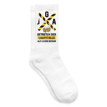 JGA Betreten der Saufstelle Warnhinweis - Tennissocken - Weiß - Rechts