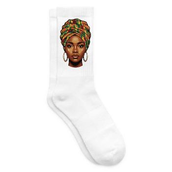 Afrikanisches Kopfwrap Porträt - Tennissocken - Weiß - Rechts