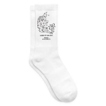 Dänemark Umriss - Holstebro Liebe - Koordinaten - Tennissocken - Weiß - Rechts