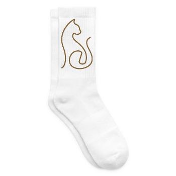 Cat Line Art Cats Design - Tennis socks - white - Right