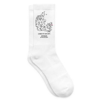 Dänemark Umriss - Kopenhagen Liebe - Koordinaten - Tennissocken - Weiß - Rechts