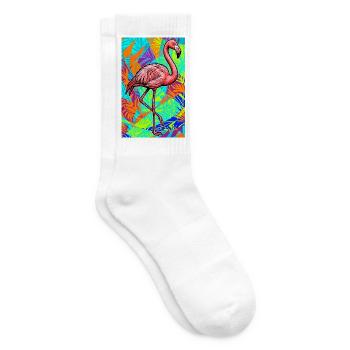 Flamingo - Tennissocken - Weiß - Rechts
