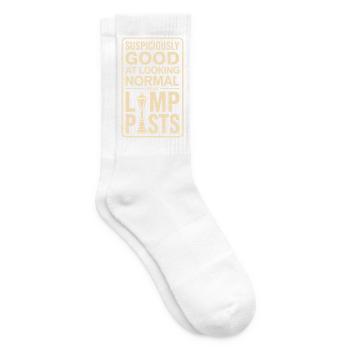 Normal an Laternen aussehen | Geocaching Humor - Tennissocken - Weiß - Rechts