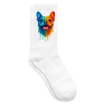 French Bulldog in Bright Colors - Tennis socks - white - Right
