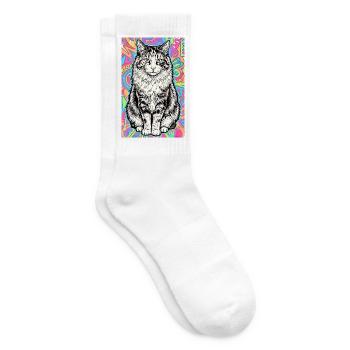 chat - Chaussettes de tennis - blanc - Droite