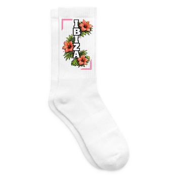 Ibiza Hibiscus Summer Vibes Tropical Floral - Tennis socks - white - Right