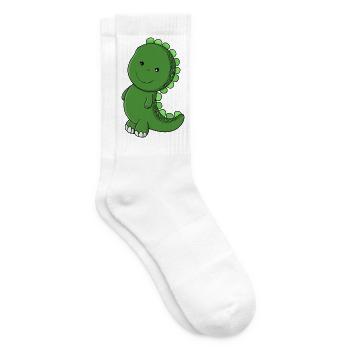 Smaragdgrüner Dino-Anhänger - Tennissocken - Weiß - Rechts
