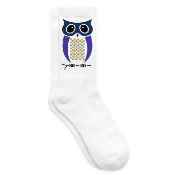 Geometric owl: minimalistisch Eule im Rautenmuster - Tennissocken - Weiß - Rechts
