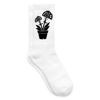 Motif floral en coin grimpant - Chaussettes de tennis - blanc - Droite