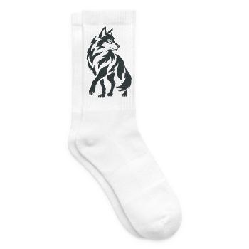 Geometrischer Wolf – Silhouette - Tennissocken - Weiß - Rechts