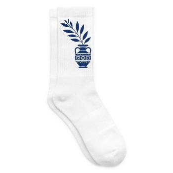 Blauer Antiker Vasenzweig - Tennissocken - Weiß - Rechts