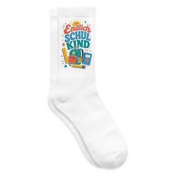 Endlich Schulkind – bunte Schultasche - Tennissocken - Weiß - Rechts