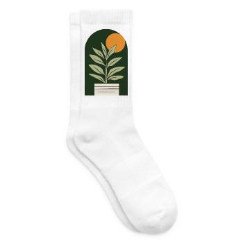 Sun plant in dark green - Tennis socks - white - Right