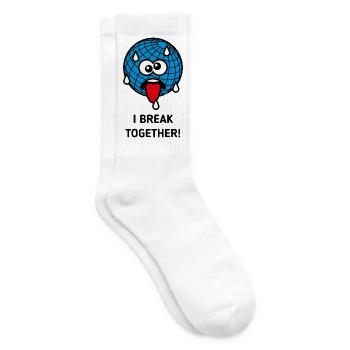 Emoticon Erde, I Break Together, Klimawandel POS4C - Tennissocken - Weiß - Rechts