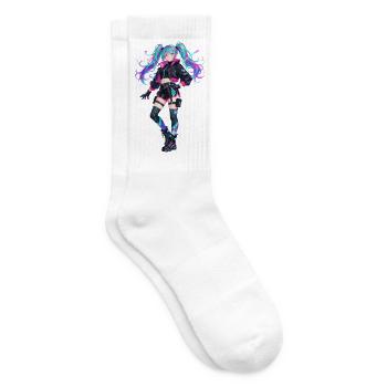 Anime Girl im Cyberpunk-Stil - Tennissocken - Weiß - Rechts