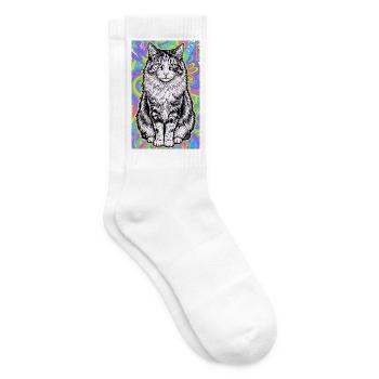 Katze - Tennissocken - Weiß - Rechts