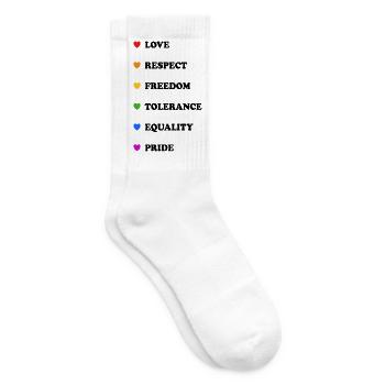 Regenbogenherz-Pride-Werte - Tennissocken - Weiß - Rechts