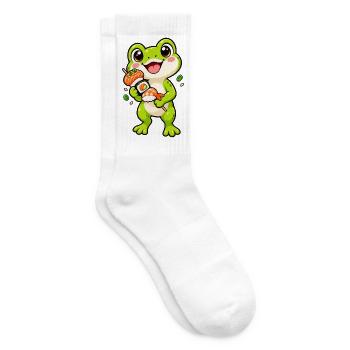 Frosch spießt drei Sushi-Bissen auf - Tennissocken - Weiß - Rechts