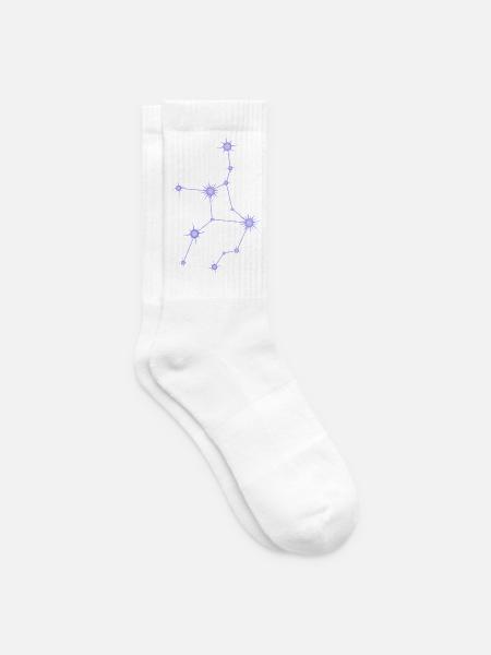 Jungfrau-Stern Sternbild Sternzeichen Lila - Tennissocken - Weiß