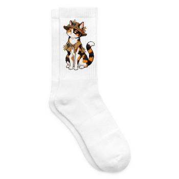 Calico-Katze verkleidet sich als Vogelscheuche - Tennissocken - Weiß - Rechts
