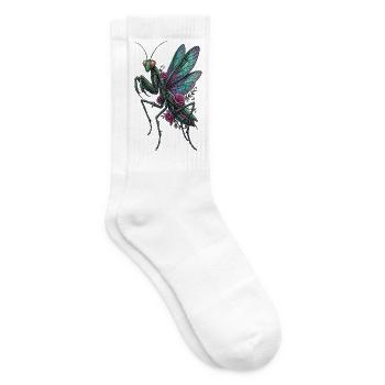 Rosenflügel-Mantis im Blumenstil - Tennissocken - Weiß - Rechts