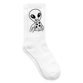 Alien mit Pizza - Tennissocken - Weiß - Rechts