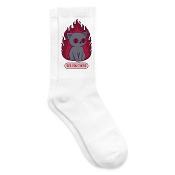 Süße Goth Katze in Flammen See You There - Tennissocken - Weiß - Rechts