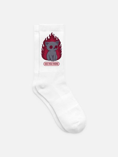 Süße Goth Katze in Flammen See You There - Tennissocken - Weiß