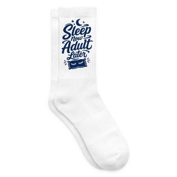 Sleep Now Adult Later – Schlafmaske - Tennissocken - Weiß - Rechts