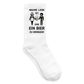 Wahre Liebe Ist, Ihm Ein Bier Zu Bringen! (2C) - Tennissocken - Weiß - Rechts