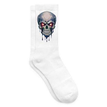 Gothic Okkult Totenkopf Horror Kissen Design - Tennissocken - Weiß - Rechts