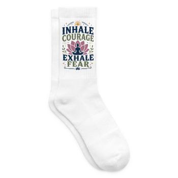  Meditation Yoga "INHALE COURAGE" Pilates Sport - Tennissocken - Weiß - Rechts